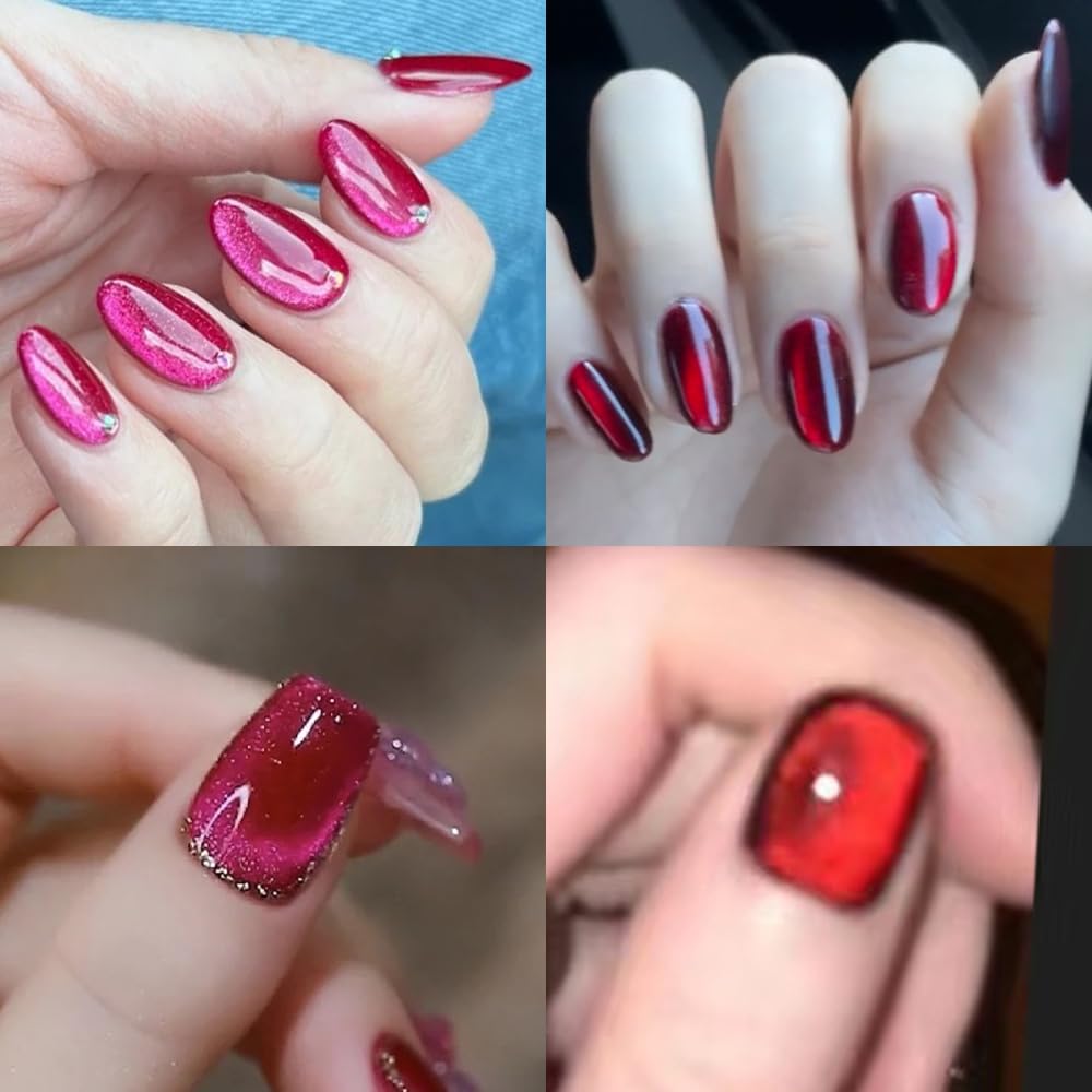 Amazon.com : NAILKISS Cat Eye Gel Nail Polish (Hot Pink+Burgundy